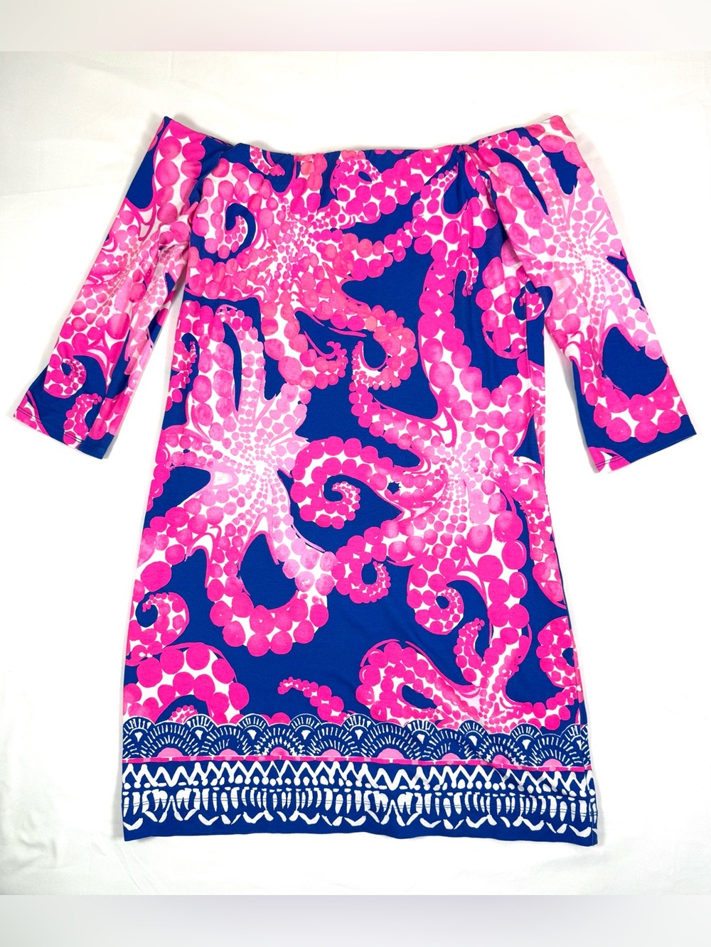 LILLY PULITZER Womens Laurana Octopus Mini Dress S Coastal Resort Preppy Ocean